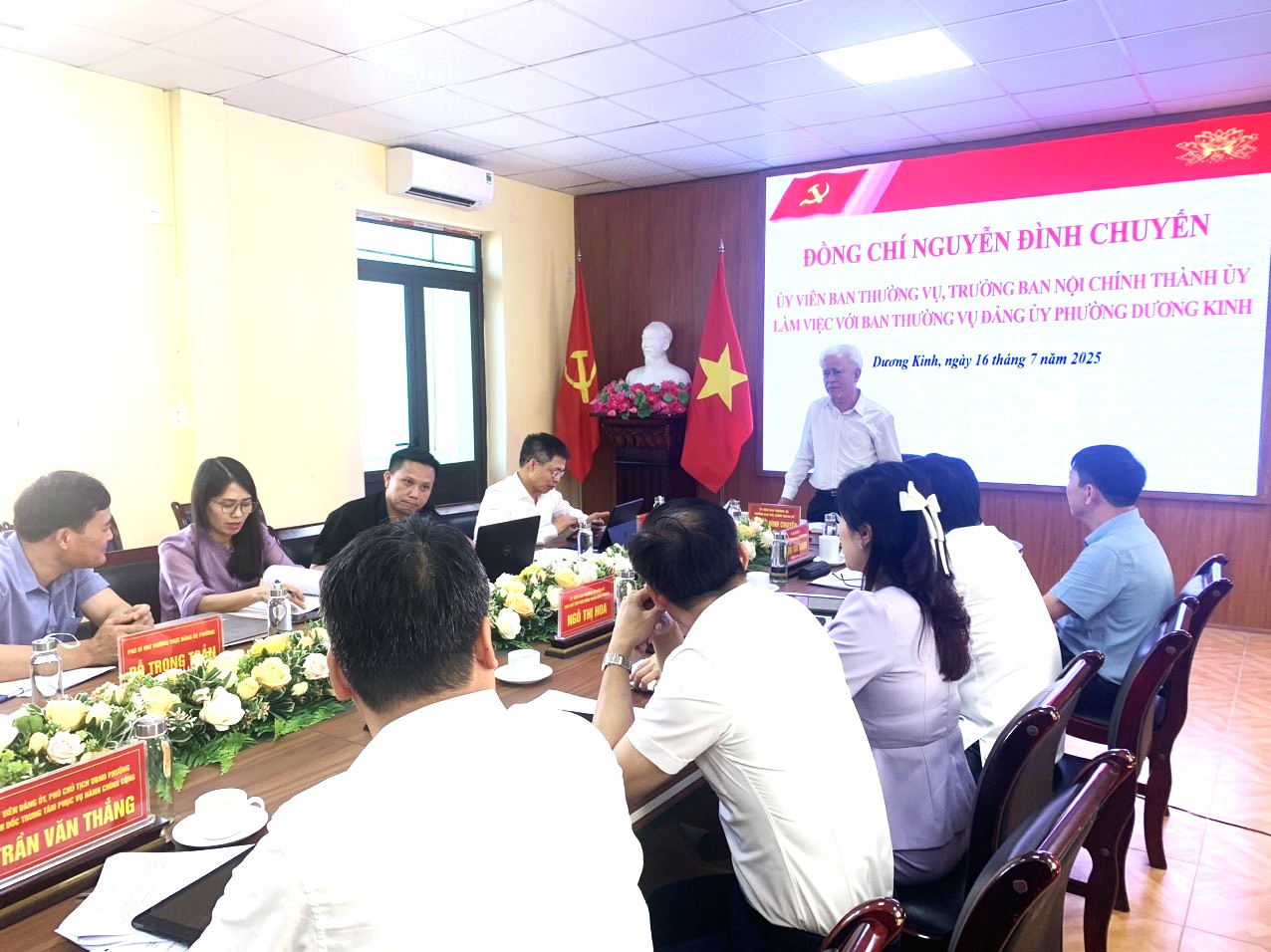 Trưởng Ban Nội chính Thành ủy làm việc với phường Dương Kinh, phường Hưng Đạo và xã Tiên Lãng về vận hành chính quyền địa phương 2 cấp và công tác chuẩn bị Đại hội Đảng bộ nhiệm kỳ 2025–2030